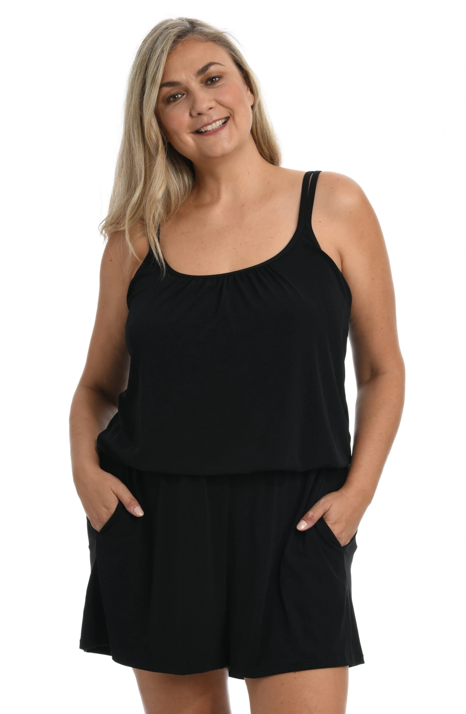 Jersey Swim Romper One Piece/Cover Up (Plus Size) 3 Jersey Swim Romper One Piece/Cover Up (Plus Size)