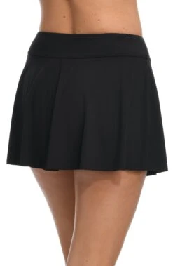 24th & Ocean Solid Petal Skort Swim Bottom -Swimwear Promotion Store TF1G646 BLK B1