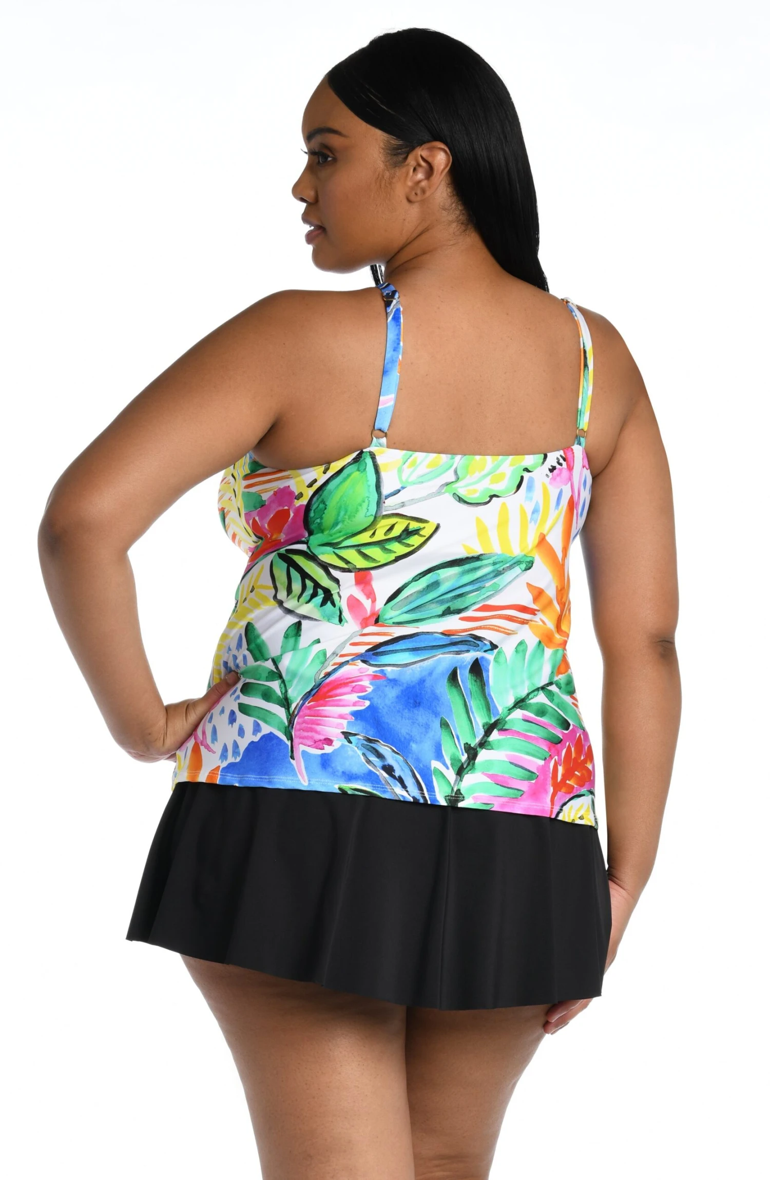 24th & Ocean Painted Garden Underwire High Neck Keyhole Halter Tankini Swimsuit Top (Plus Size) *FINAL SALE* 4 24th & Ocean Painted Garden Underwire High Neck Keyhole Halter Tankini Swimsuit Top (Plus Size) *FINAL SALE* - Image 2