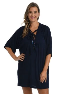 24th & Ocean Solid Lace-Up Tunic Swimsuit Cover Up -Swimwear Promotion Store TF2EN39 MID F2