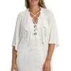 24th & Ocean Solid Lace-Up Tunic Swimsuit Cover Up