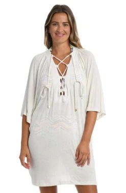 24th & Ocean Solid Lace-Up Tunic Swimsuit Cover Up