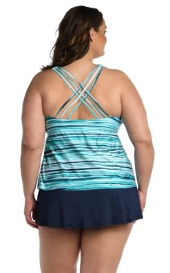 24th & Ocean Seaside Breeze Underwire Crossback Tankini Top -Swimwear Promotion Store TF3DB64W TEA B