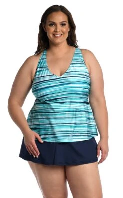 24th & Ocean Seaside Breeze Underwire Crossback Tankini Top -Swimwear Promotion Store TF3DB64W TEA F