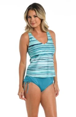 24th & Ocean Seaside Breeze Underwire Crossback Tankini Top -Swimwear Promotion Store TF3DB64 TEA F 1