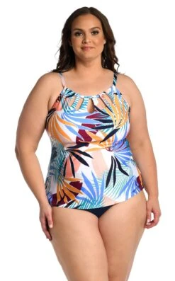 24th & Ocean To The Tropics Cutout High Neck Tankini Top -Swimwear Promotion Store TF3DD89W MLT F New