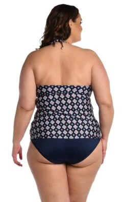 24th & Ocean Alexandria Tile High Neck Keyhole Halter Tankini Top -Swimwear Promotion Store TF3DE63W MID B1
