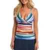 24th & Ocean Sunset Stripe Front Wrap Tankini Top -Swimwear Promotion Store TF3DF57 MLT F 1