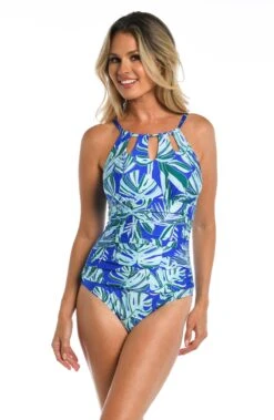 24th & Ocean West Palms High Neck Keyhole One Piece