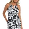 24th & Ocean Antigua Leaf High Neck Shift Dress Cover Up -Swimwear Promotion Store TF3DJ06 BWH F 1