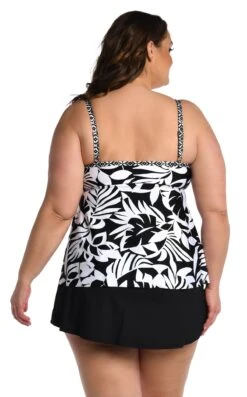 24th & Ocean Antigua Leaf Underwire Flyaway Tankini Top -Swimwear Promotion Store TF3DJ66W BWH B1