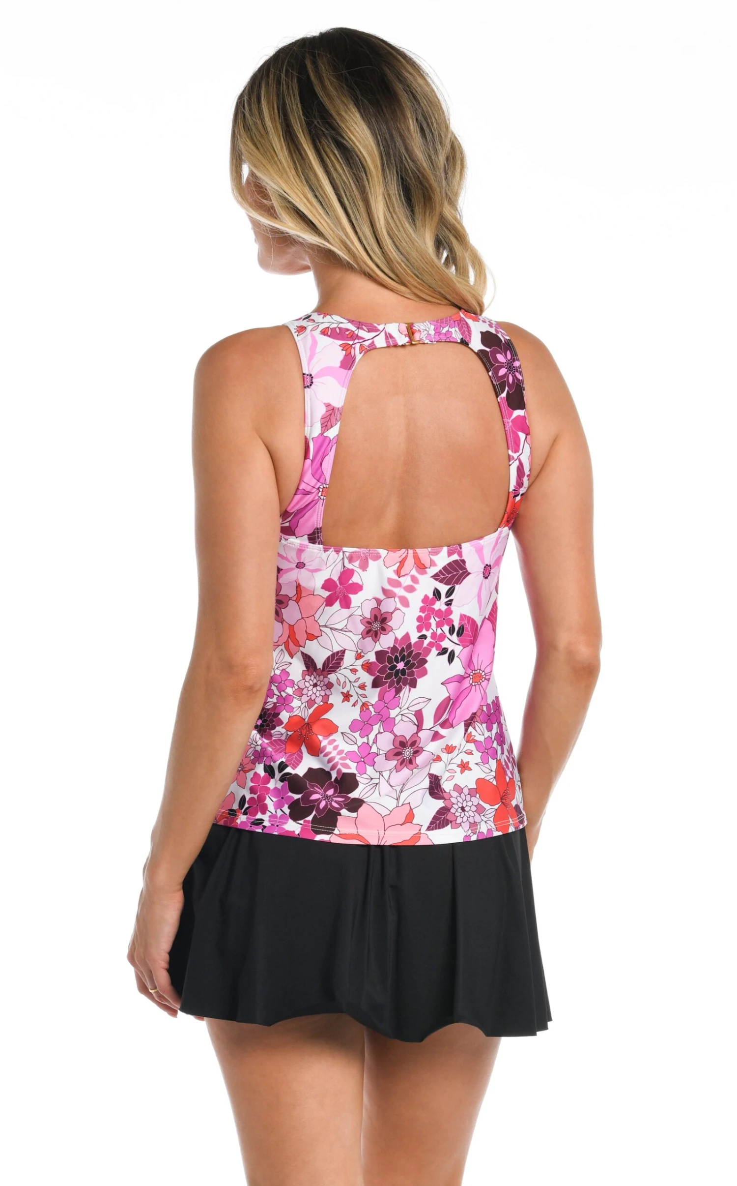 24th & Ocean Tropic Blooms Twist Front Keyhole Tankini Top 4 24th & Ocean Tropic Blooms Twist Front Keyhole Tankini Top - Image 2