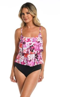 24th & Ocean Tropic Blooms Two Tiered Tankini Top